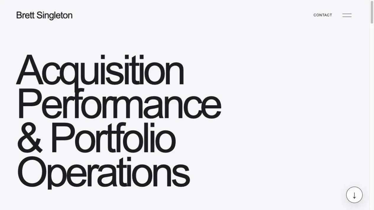 Screenshot of the Brett Singleton acquisition performance website
